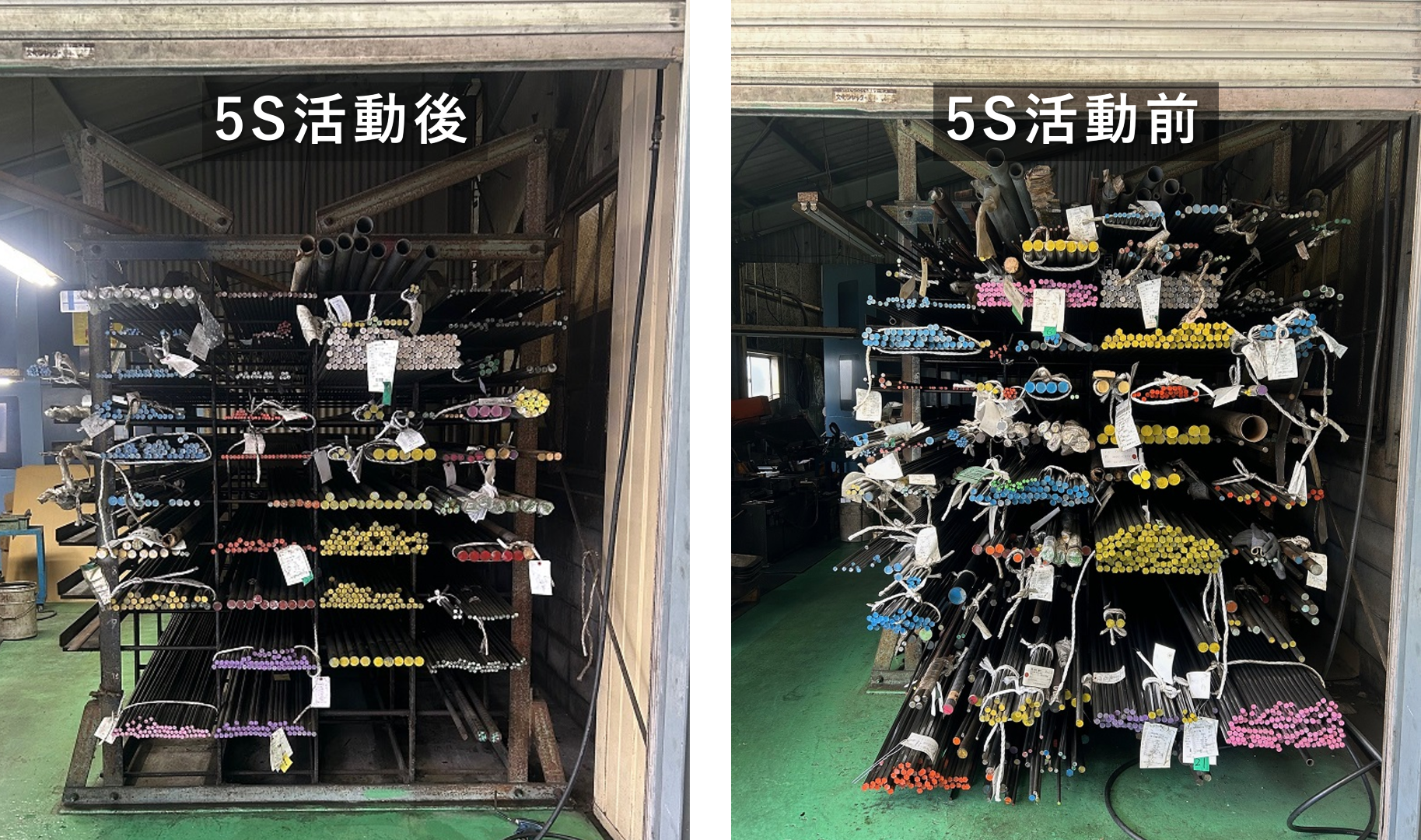 生産性向上、品質改善のための鋼材置き場5S活動