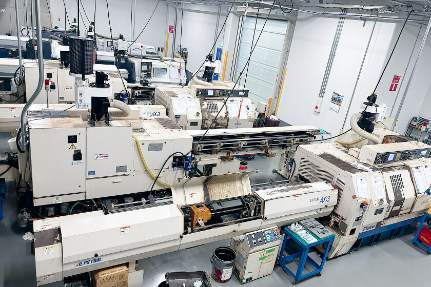 Automatic lathes lined up at FACTORY R