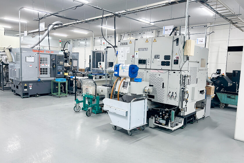 Machining equipment lined up on the FACTORY R factory floor