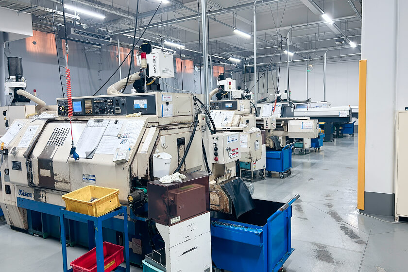 NC lathes and machining area at FACTORY R
