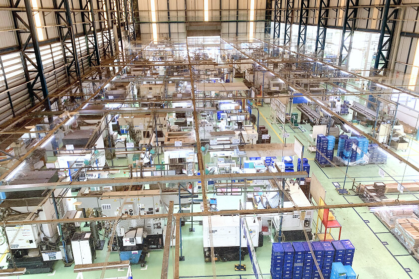 Overview of the production equipment at the Thailand factory seen from above
