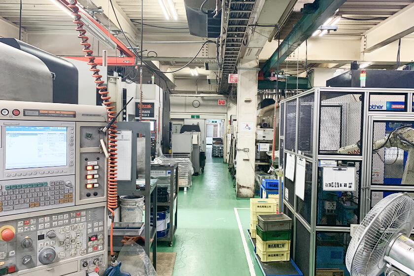 Machining equipment and aisle on the head office factory floor