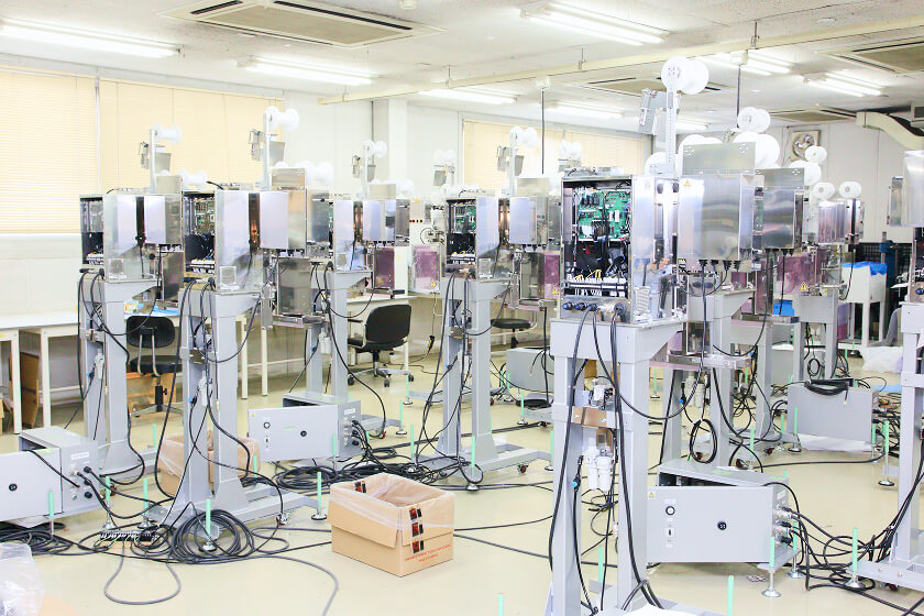 Assembly equipment lined up in the factory