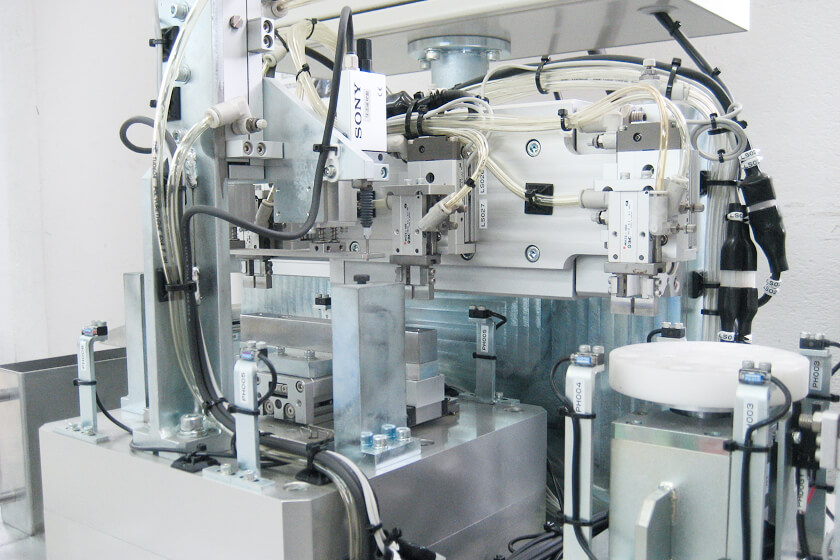 Inside of equipment with built-in wiring and piping